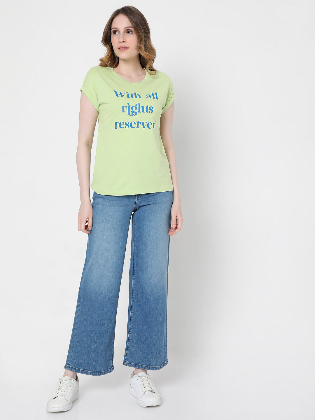 Green Slogan Print T-Shirt