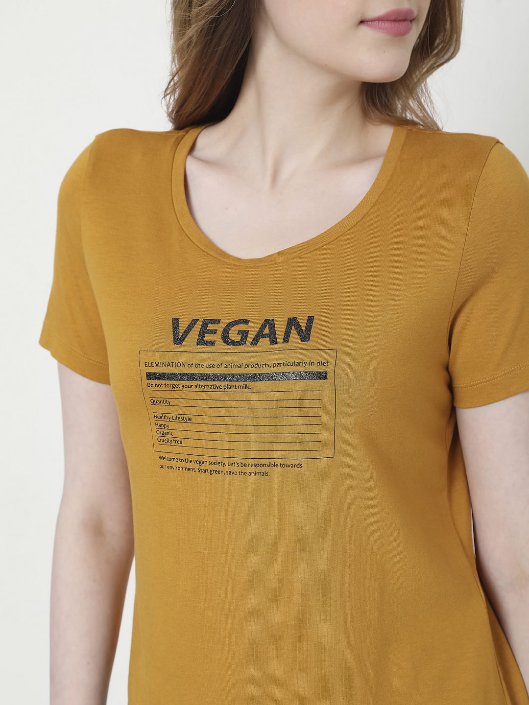 Brown Vegan Print T-Shirt