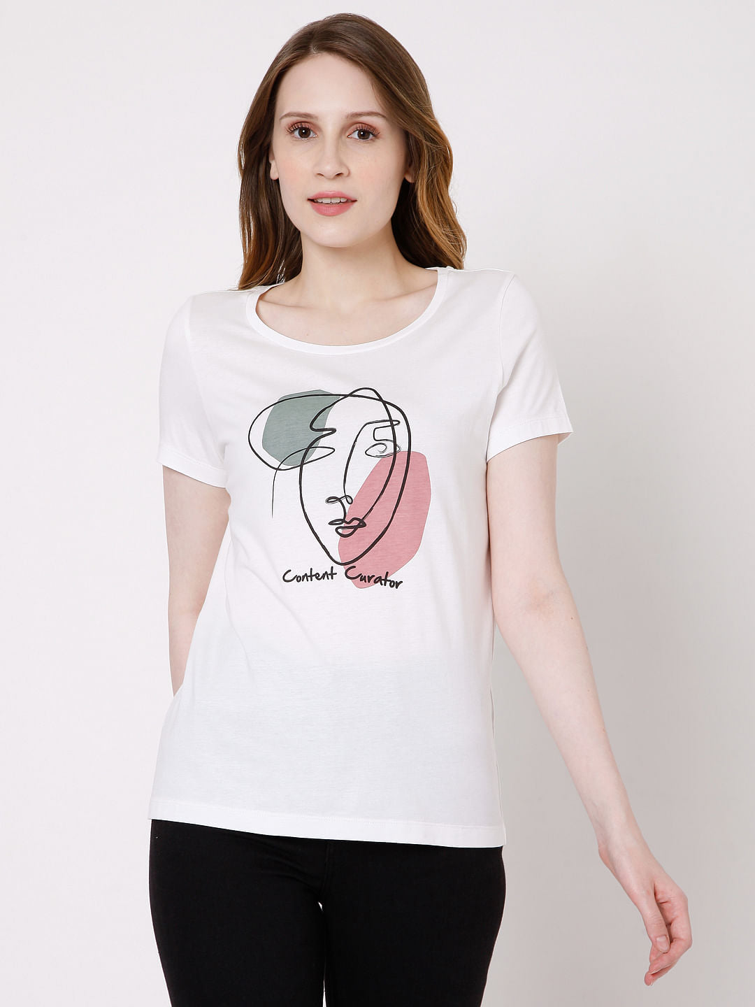 White Graphic Print T-Shirt