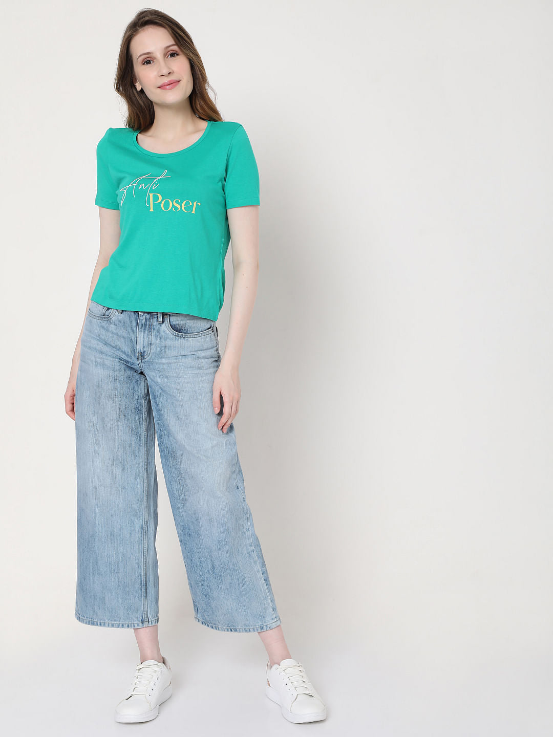 Green Text Print T-Shirt