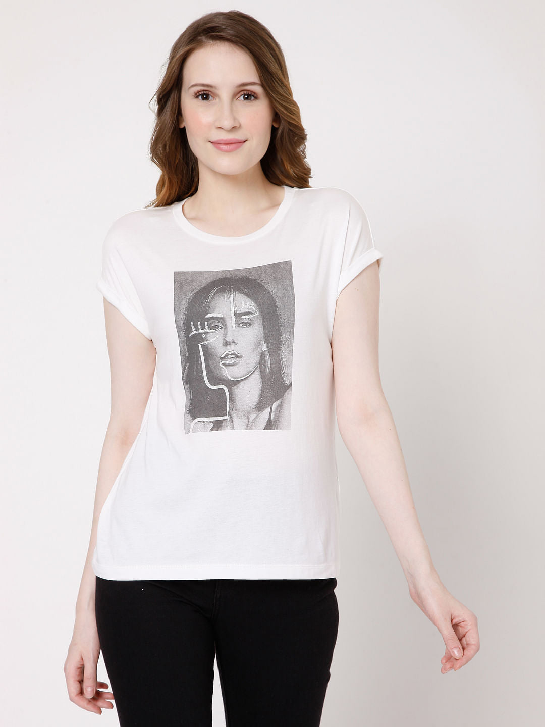 White Graphic Print T-Shirt