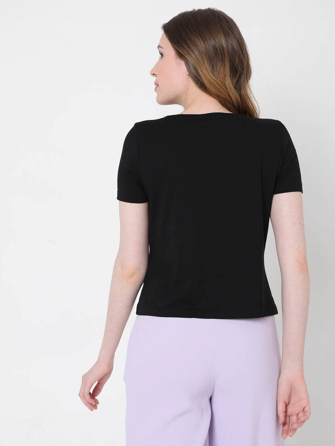 Black Slogan Print Crop T-Shirt