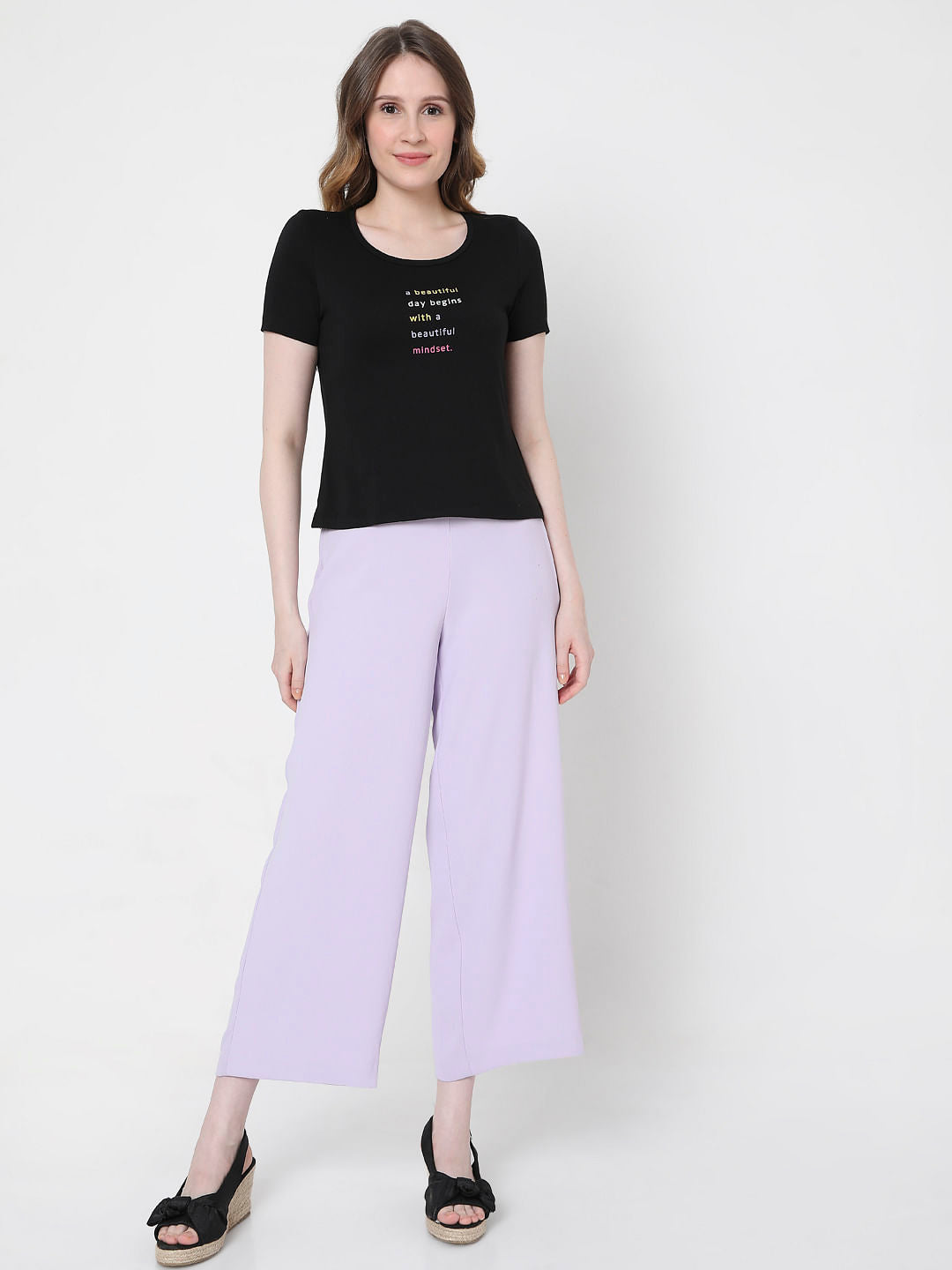 Black Slogan Print Crop T-Shirt