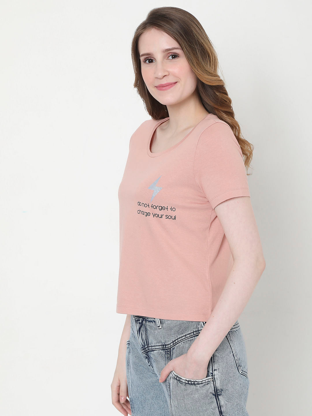 Pink Slogan Print T-Shirt