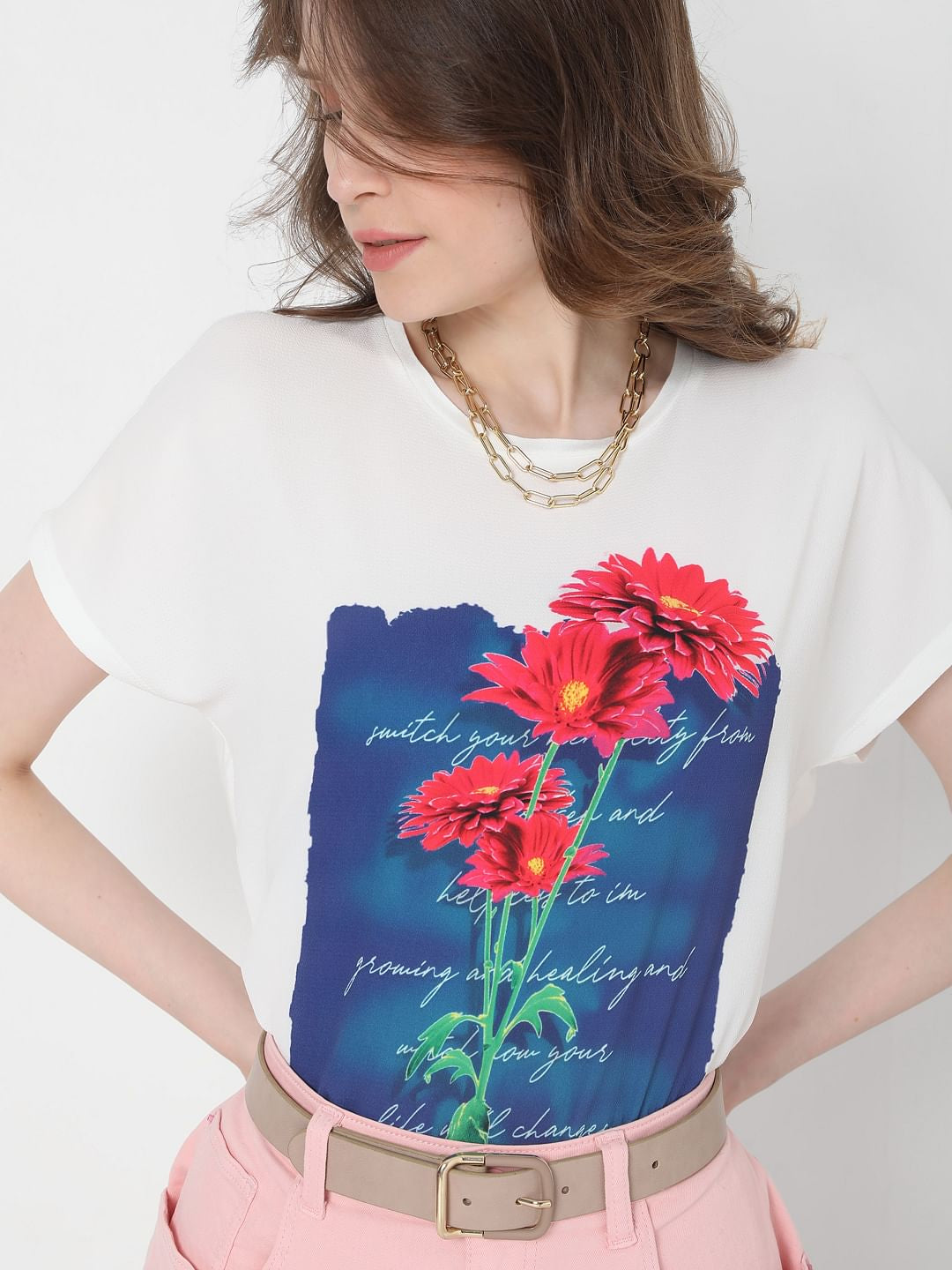 White Graphic Print T-Shirt