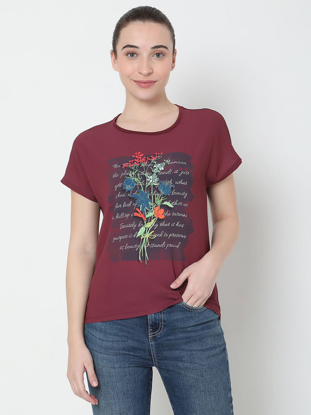 Red Graphic Print Top