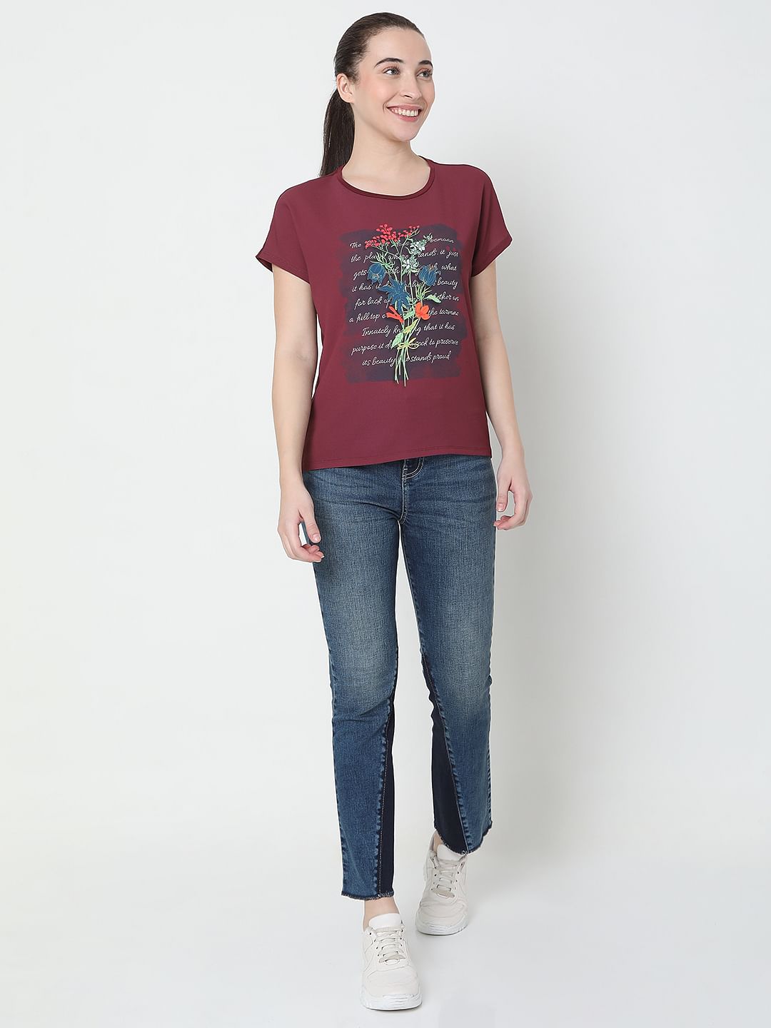 Red Graphic Print Top