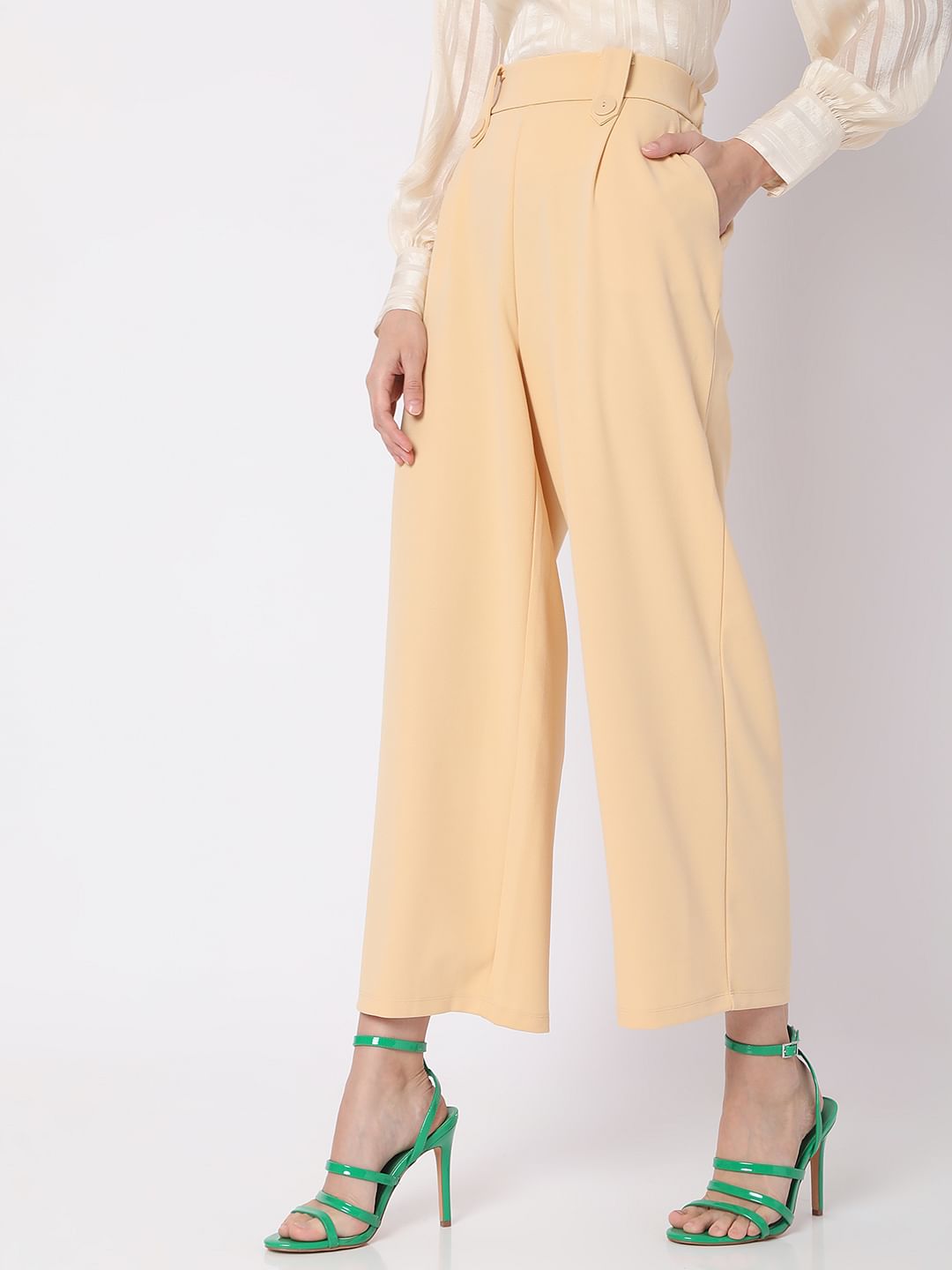 Beige High Rise Wide Leg Co-Ord Set Culottes