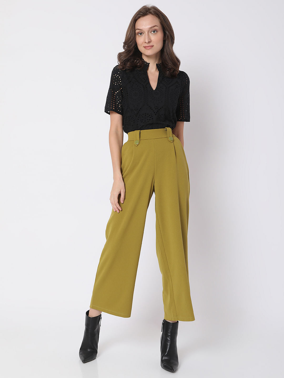 Green High Rise Wide Leg Co-Ord Set Culottes