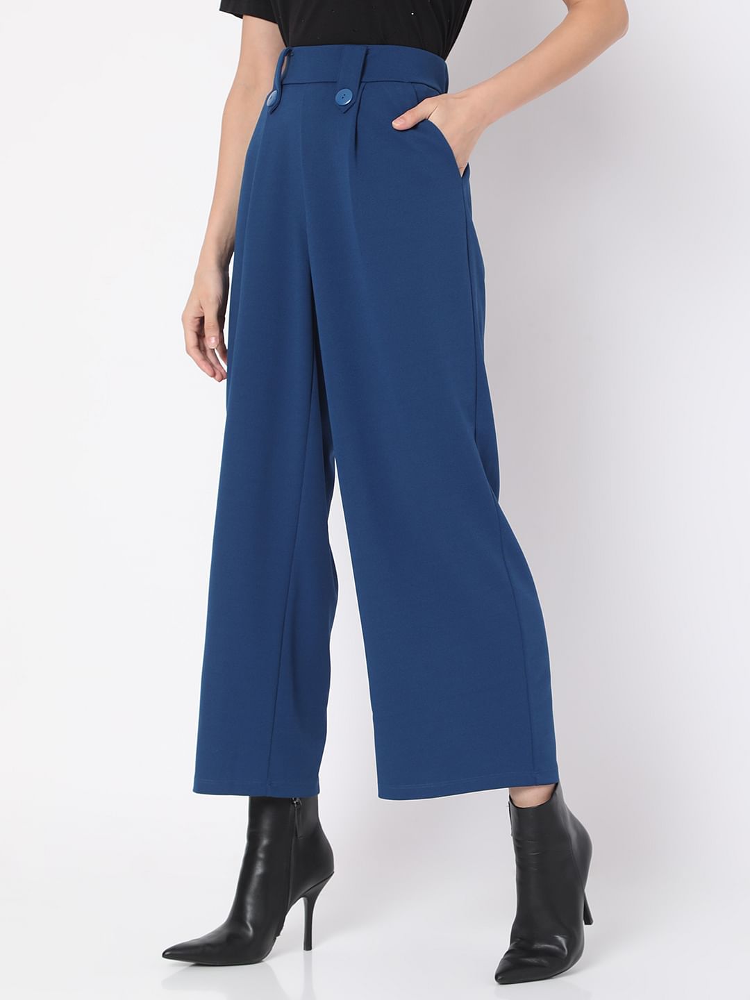Dark Blue High Rise Wide Leg Co-Ord Set Culottes