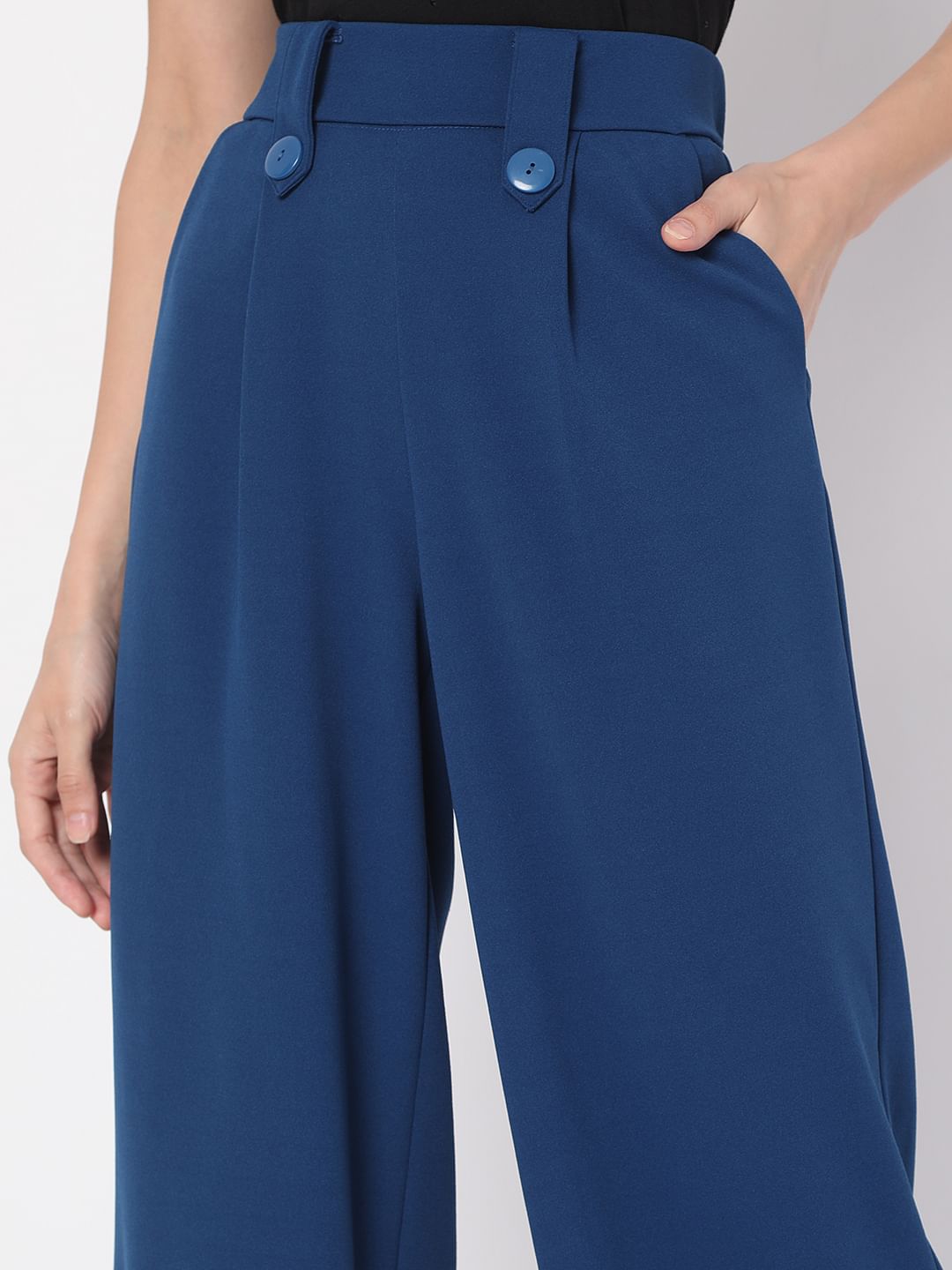 Dark Blue High Rise Wide Leg Co-Ord Set Culottes