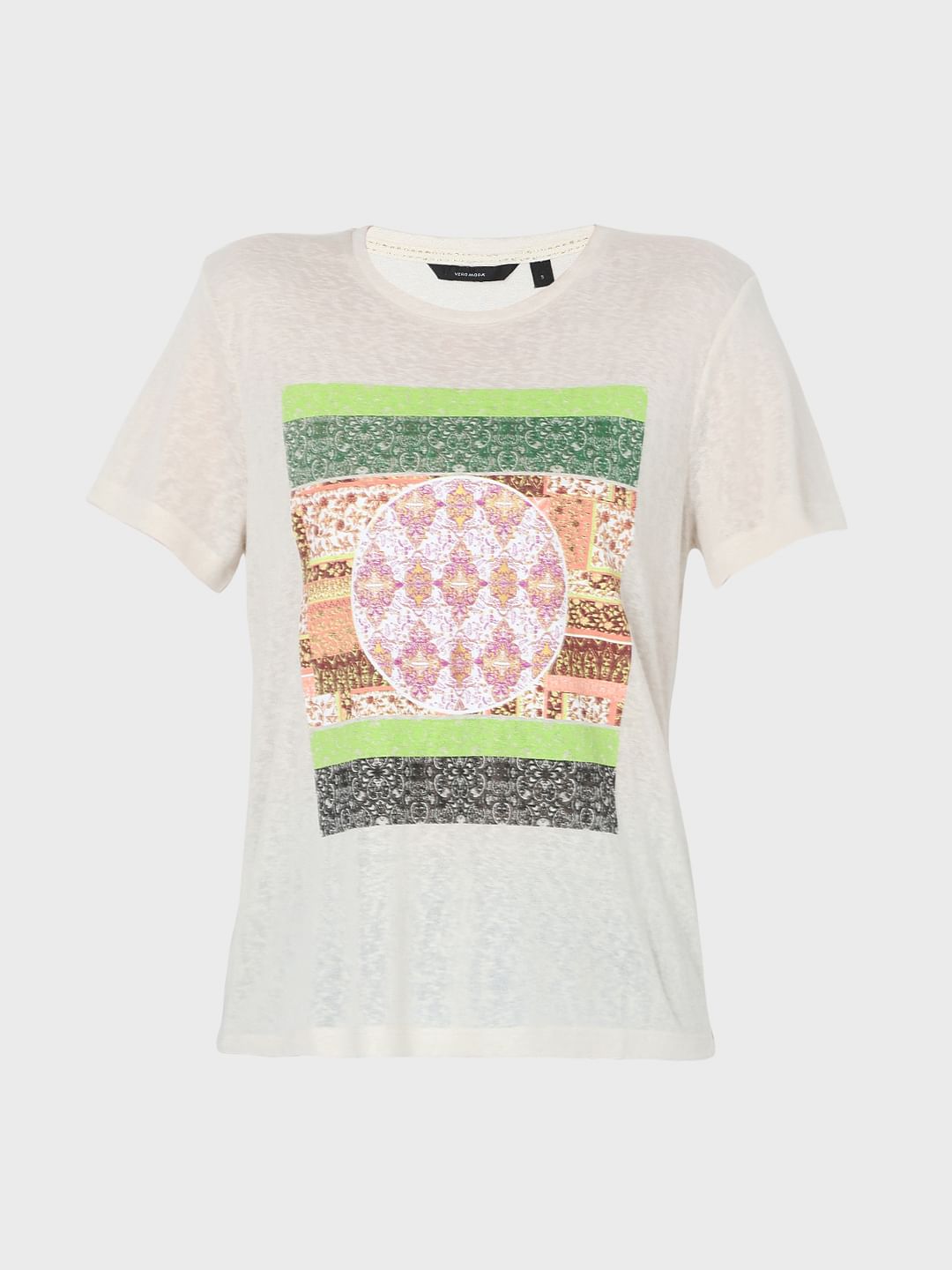 Beige Graphic Print T-Shirt
