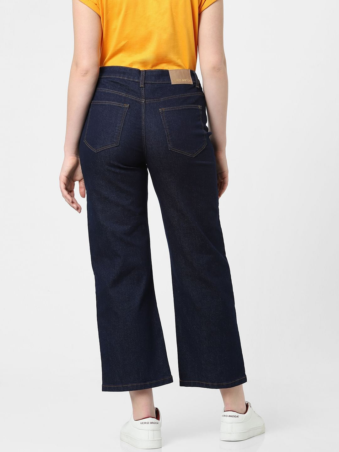 Dark Blue High Rise Wide Leg Jeans