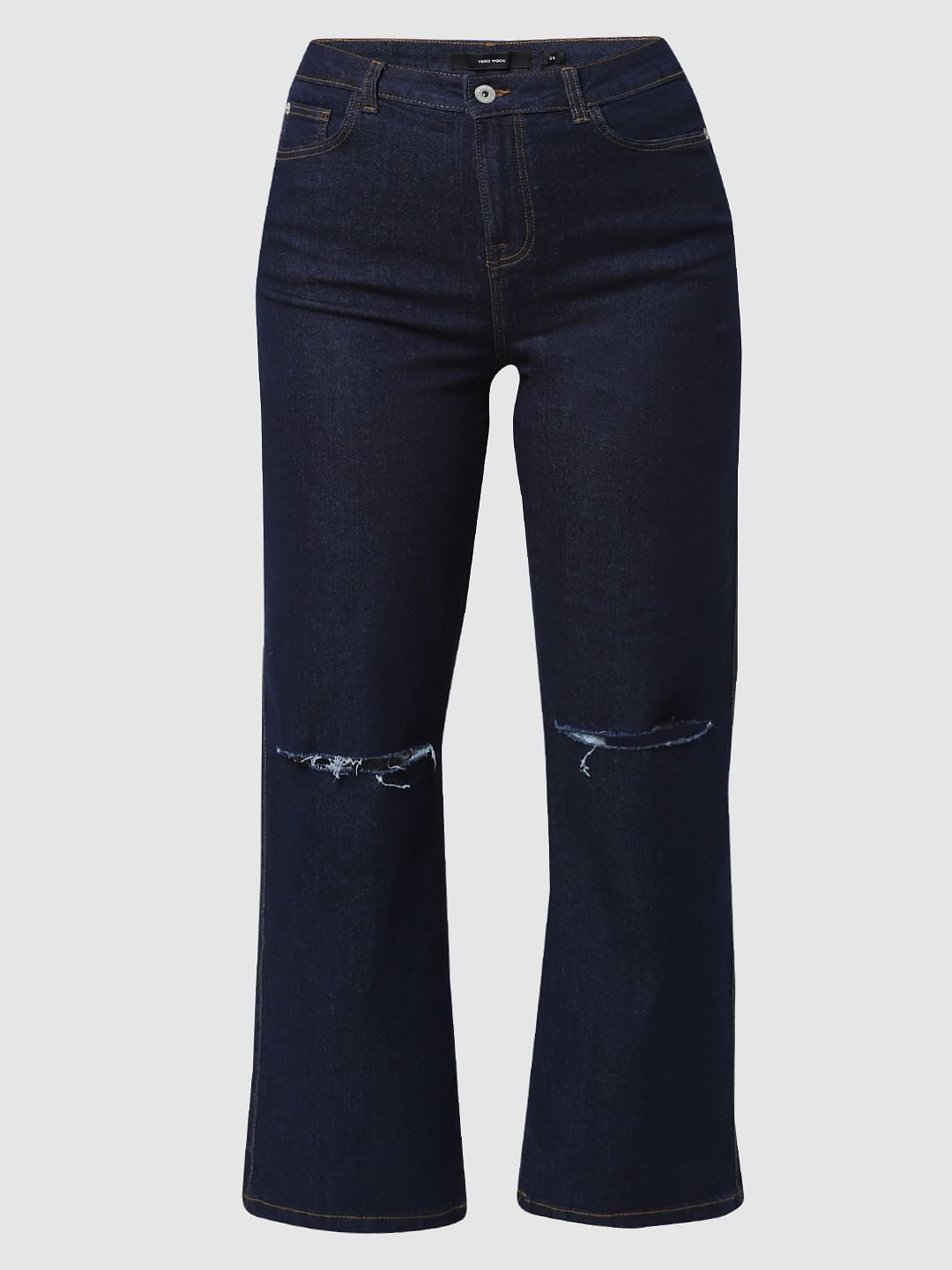 Dark Blue High Rise Wide Leg Jeans