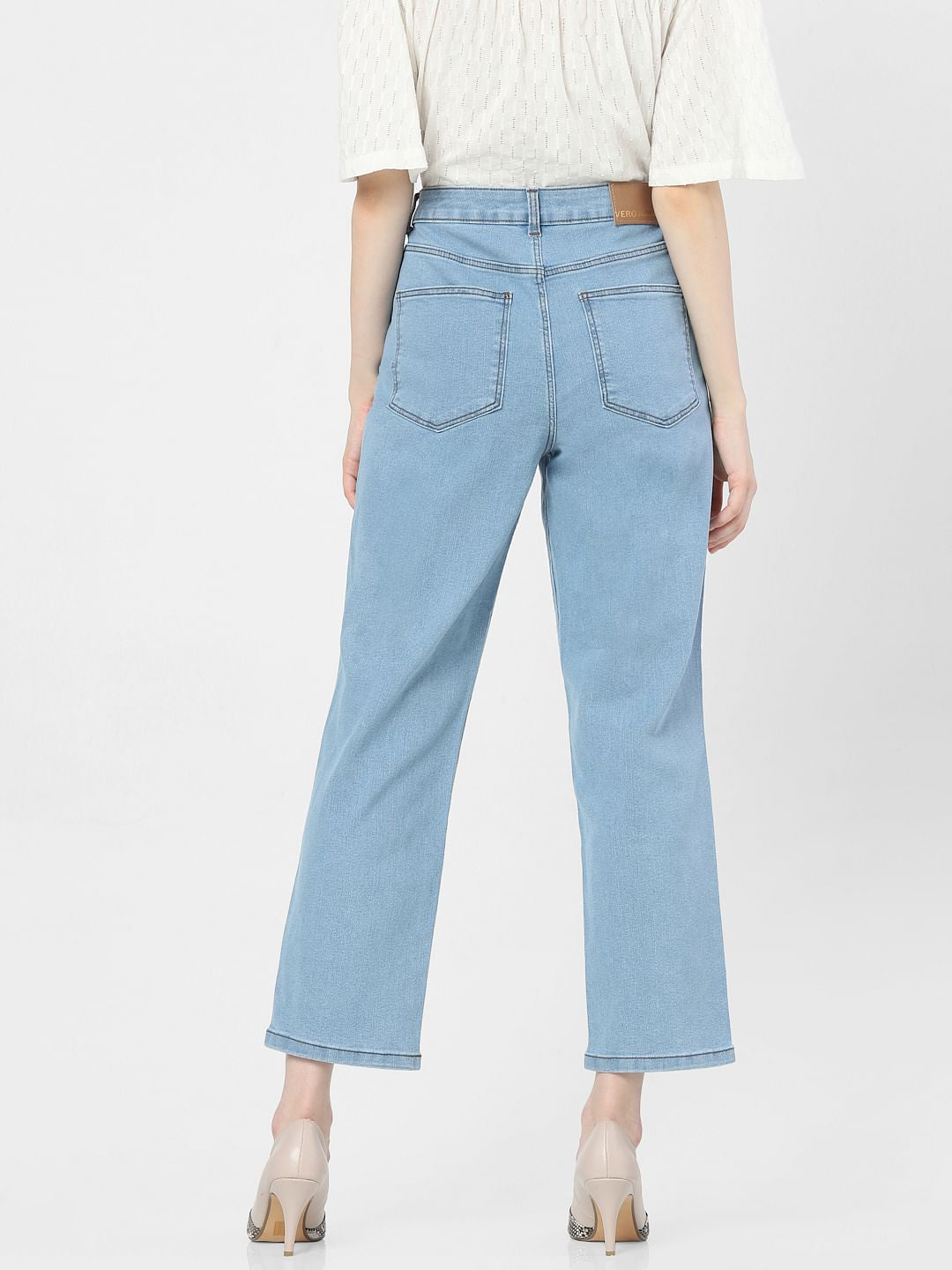 Light Blue Mid Rise Flared Jeans