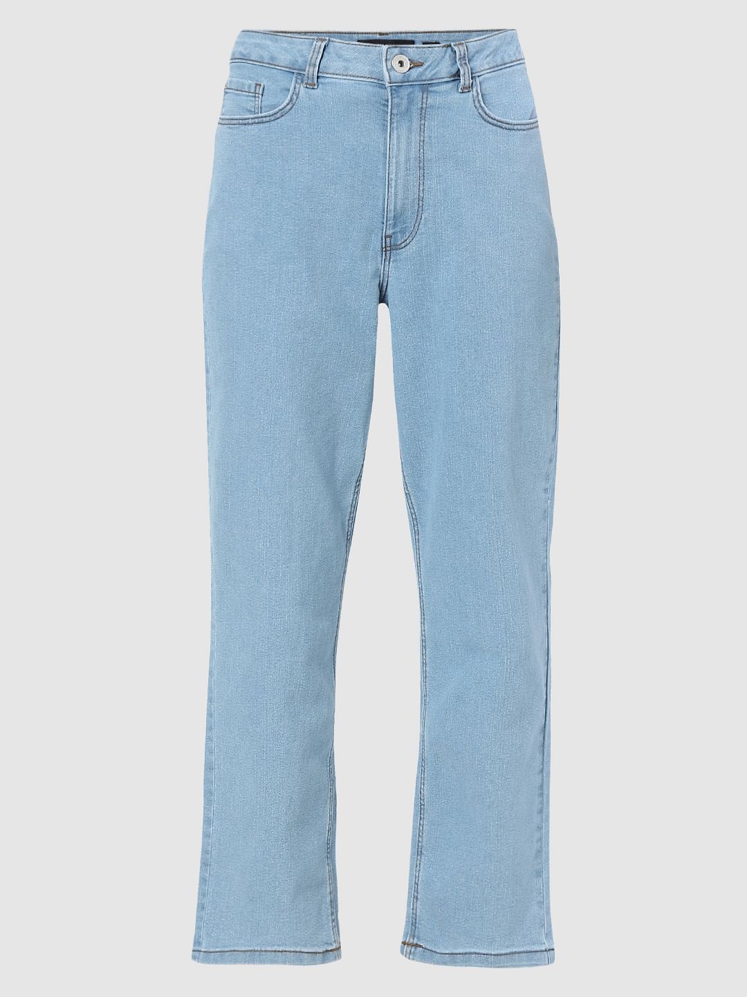 Light Blue Mid Rise Flared Jeans