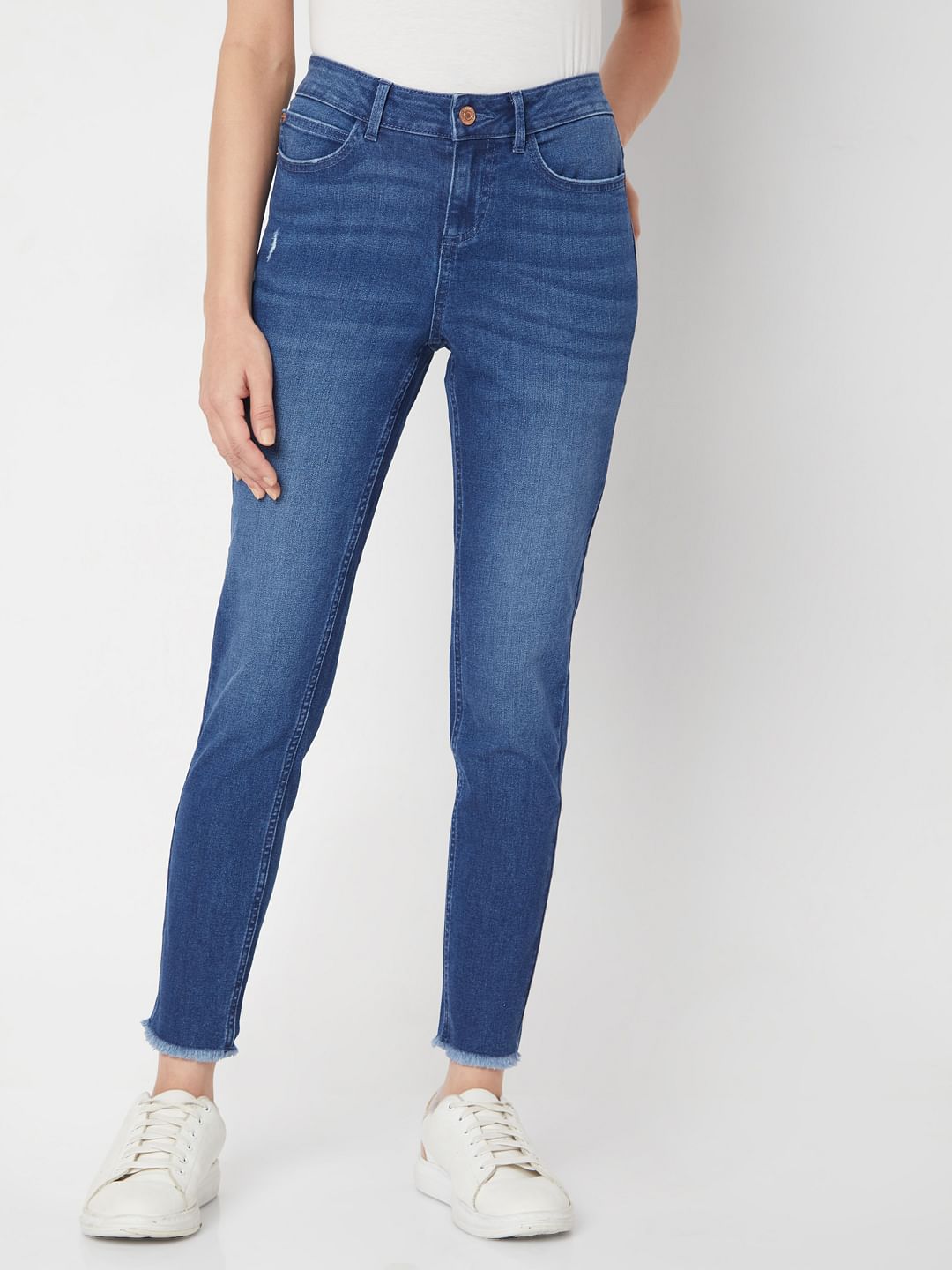 Blue Mid Rise Wendy Skinny Jeans
