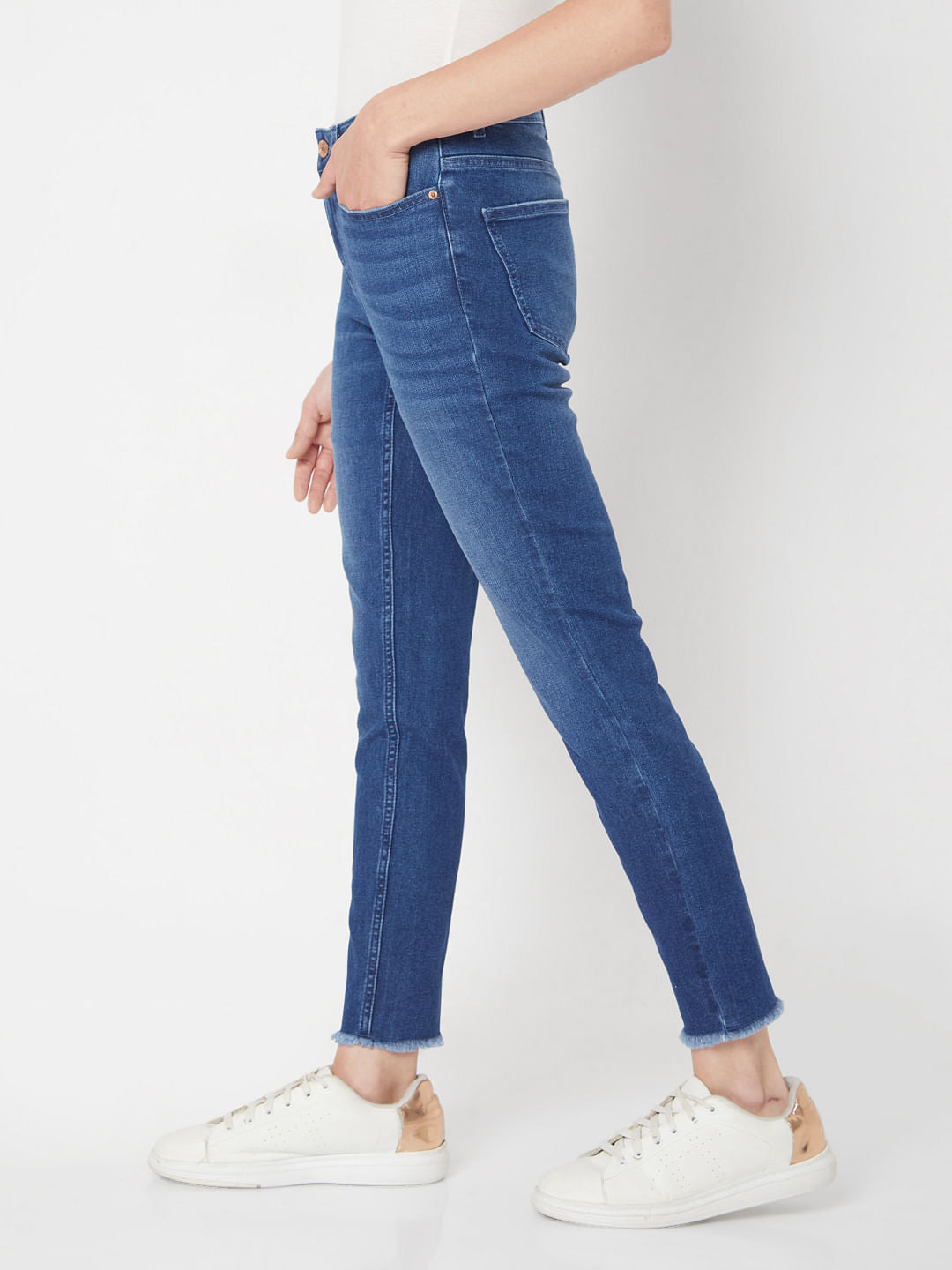 Blue Mid Rise Wendy Skinny Jeans