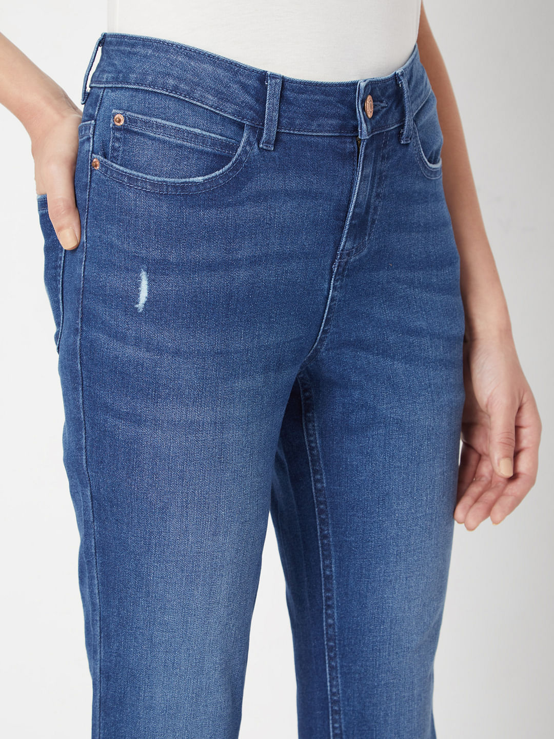 Blue Mid Rise Wendy Skinny Jeans