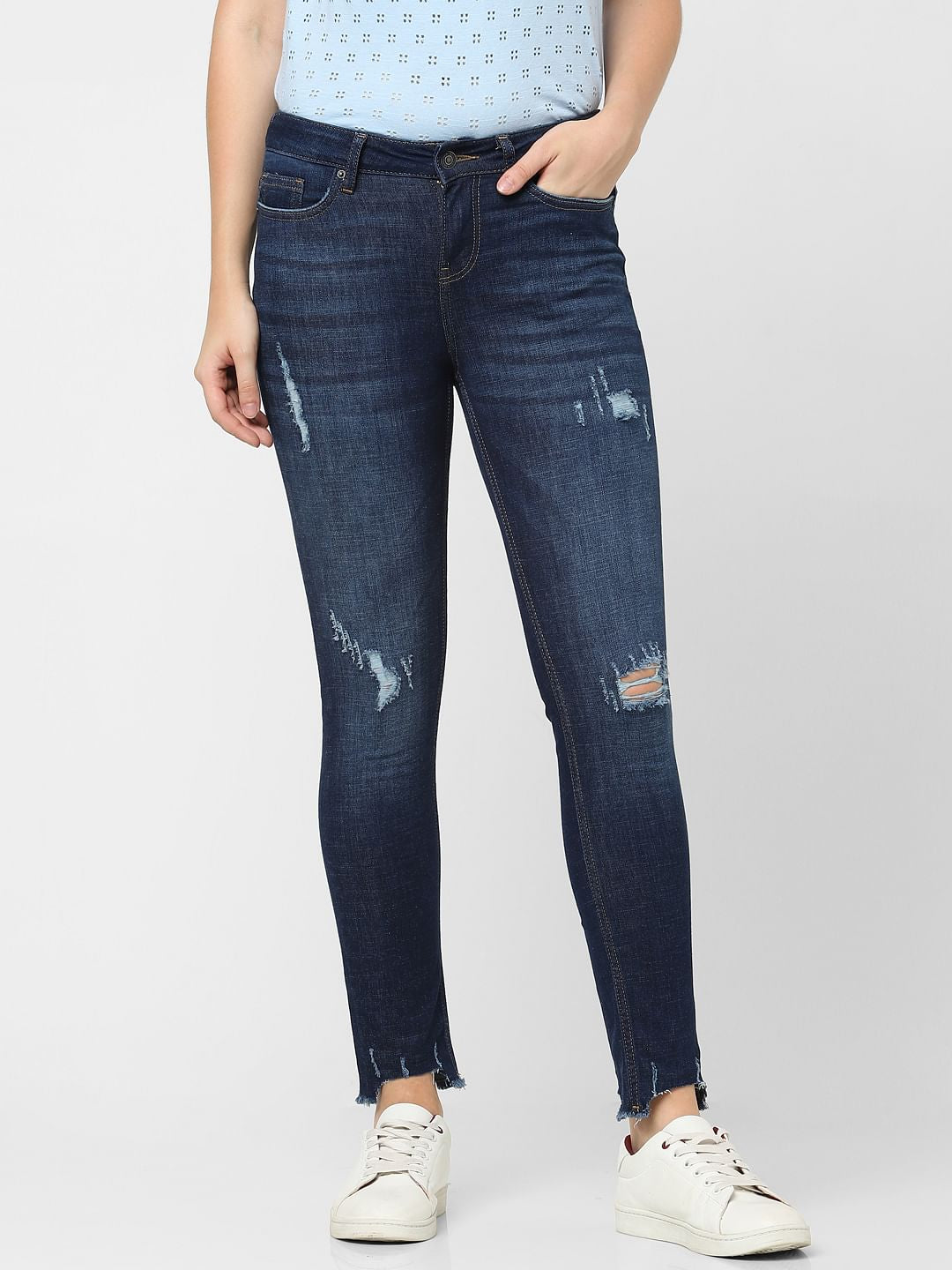 Blue Mid Rise Wendy Skinny Jeans