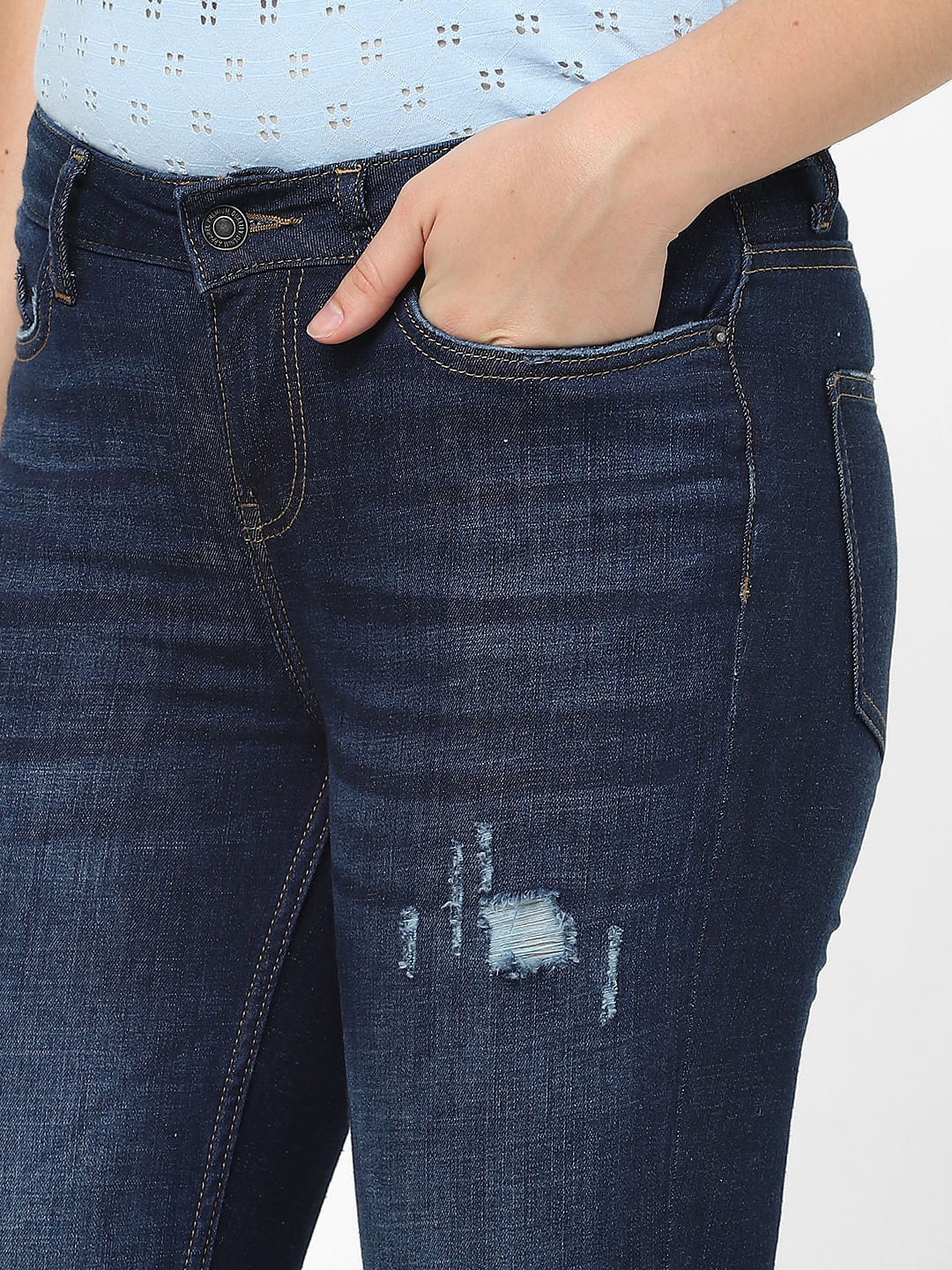 Blue Mid Rise Wendy Skinny Jeans