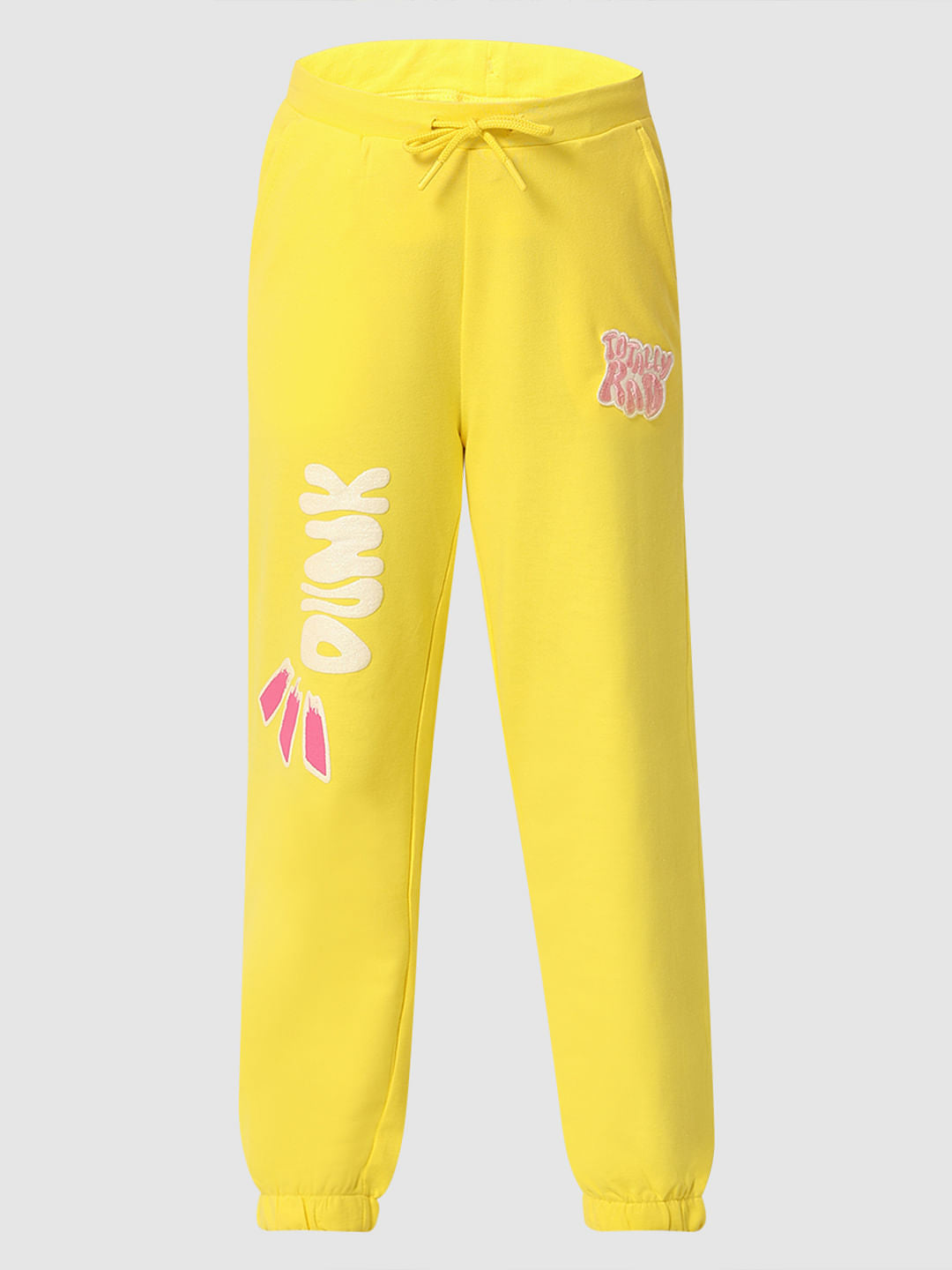 Girls Yellow Printed Co-Ord Set Joggers