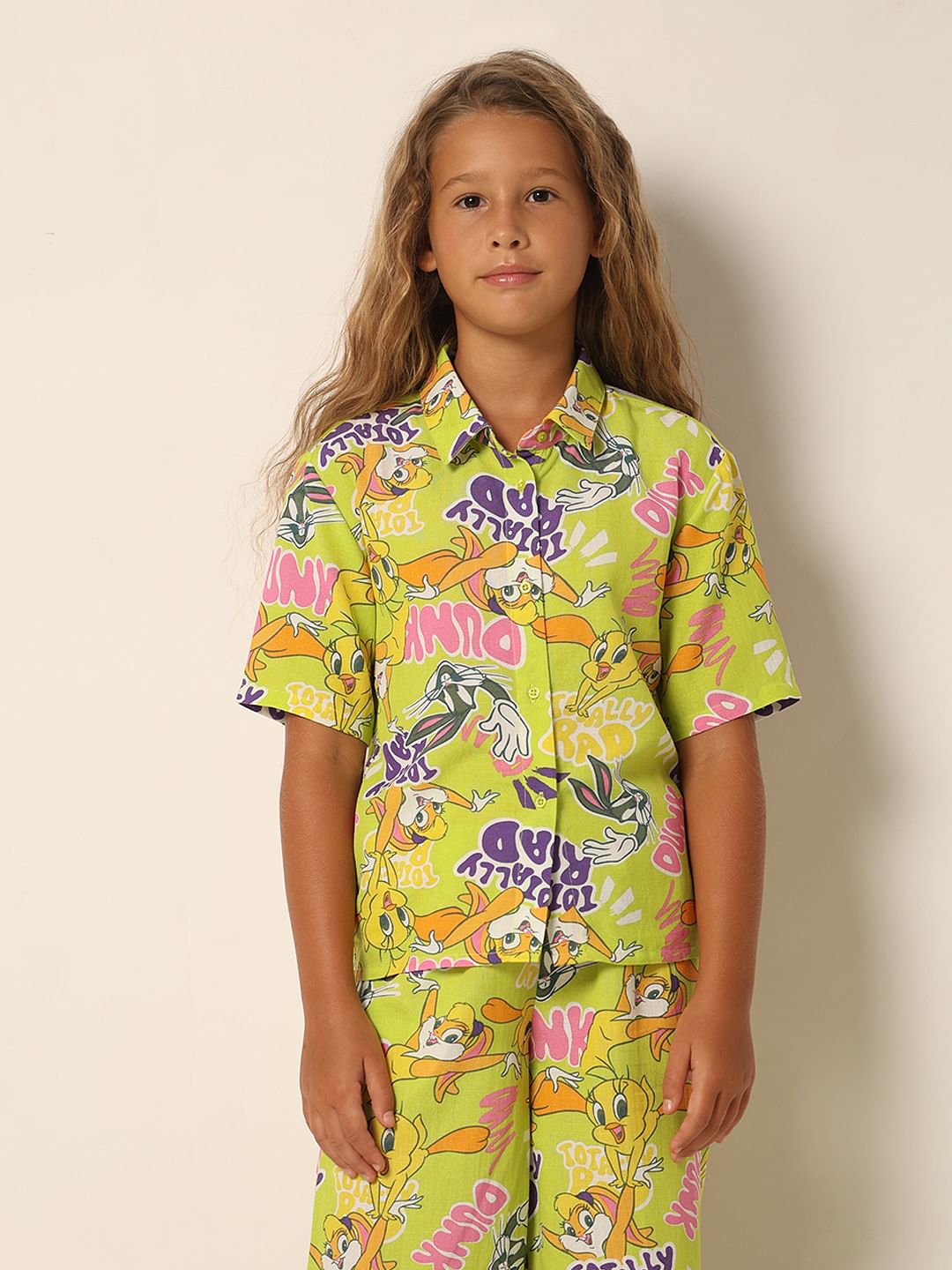Looney Tunes Green Printed Co-Ord Set Shirt