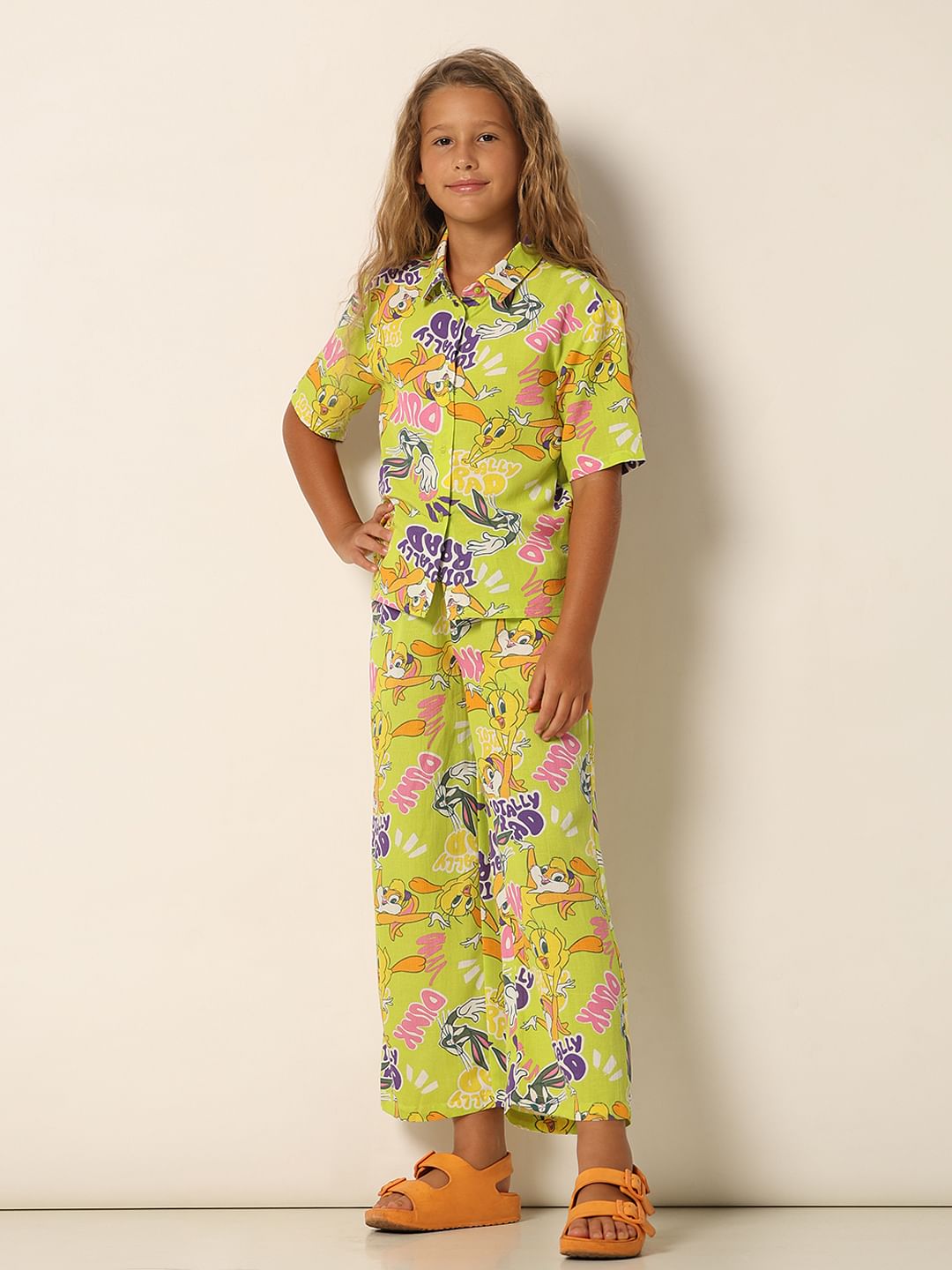 Looney Tunes Green Printed Co-Ord Set Shirt