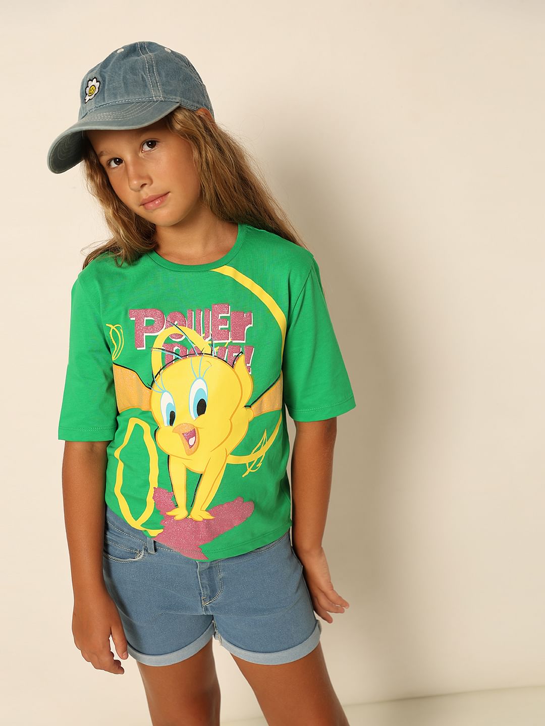 Looney Tunes Green Tweety Print T-Shirt