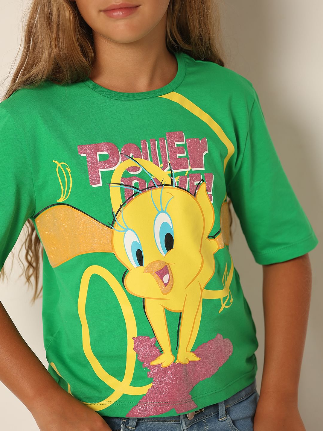 Looney Tunes Green Tweety Print T-Shirt