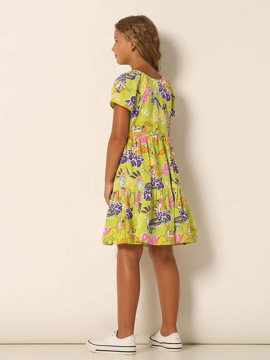 Looney Tunes Green Printed Dress