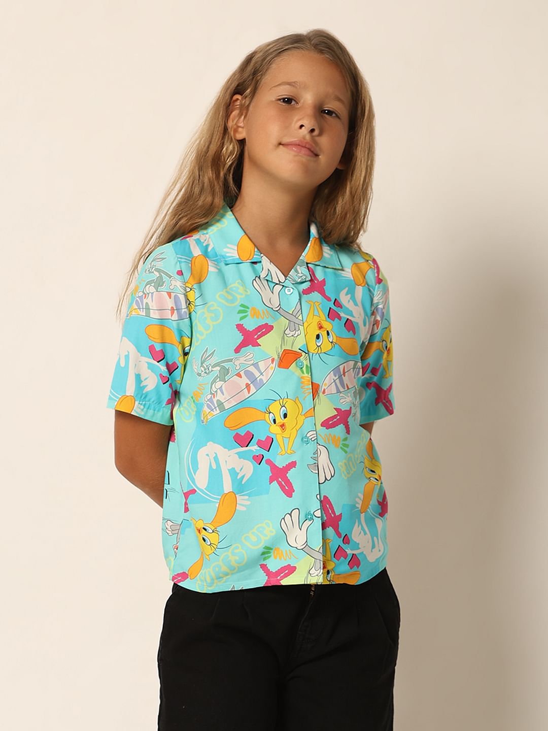 Looney Tunes Blue Button Down Shirt