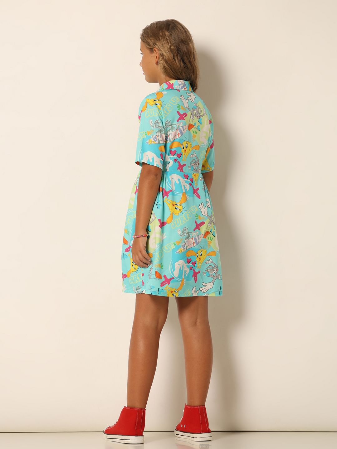 Looney Tunes Blue Printed Shirt Dress