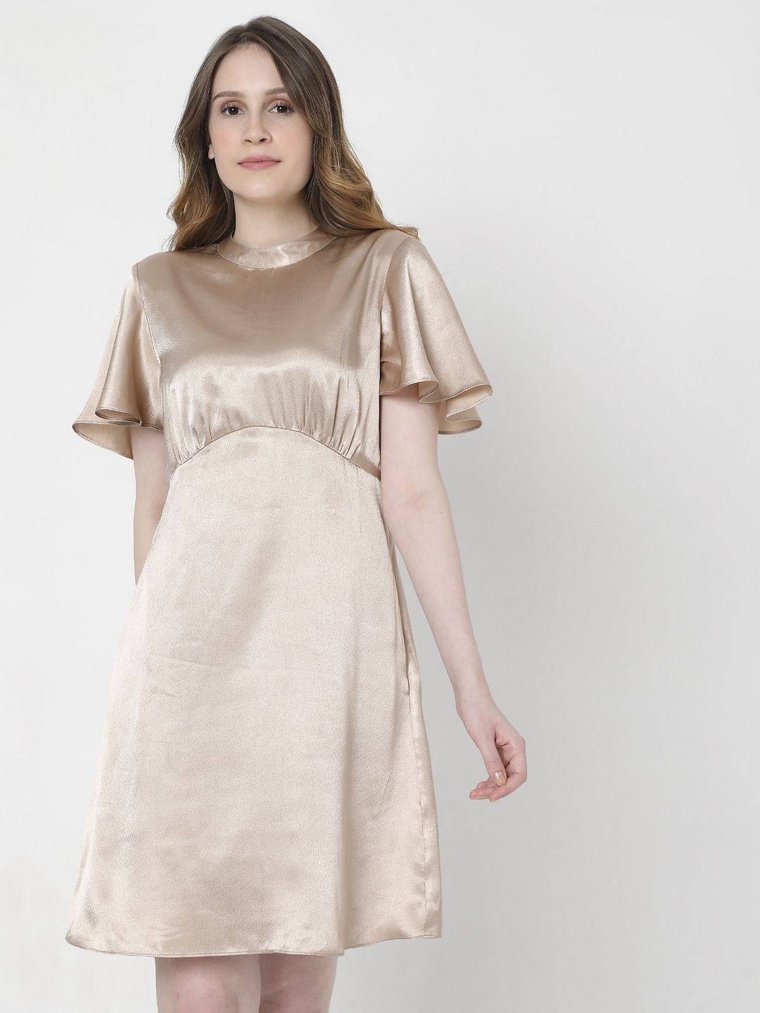 Beige Fit & Flare Dress