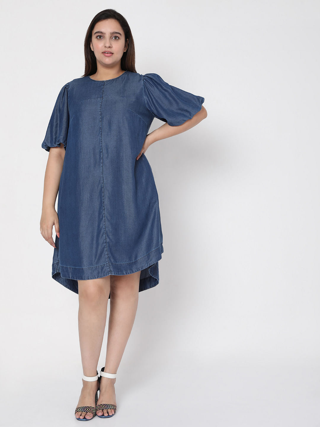Curve Blue Denim Shift Dress