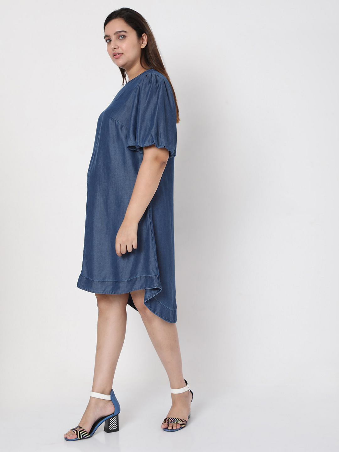 Curve Blue Denim Shift Dress