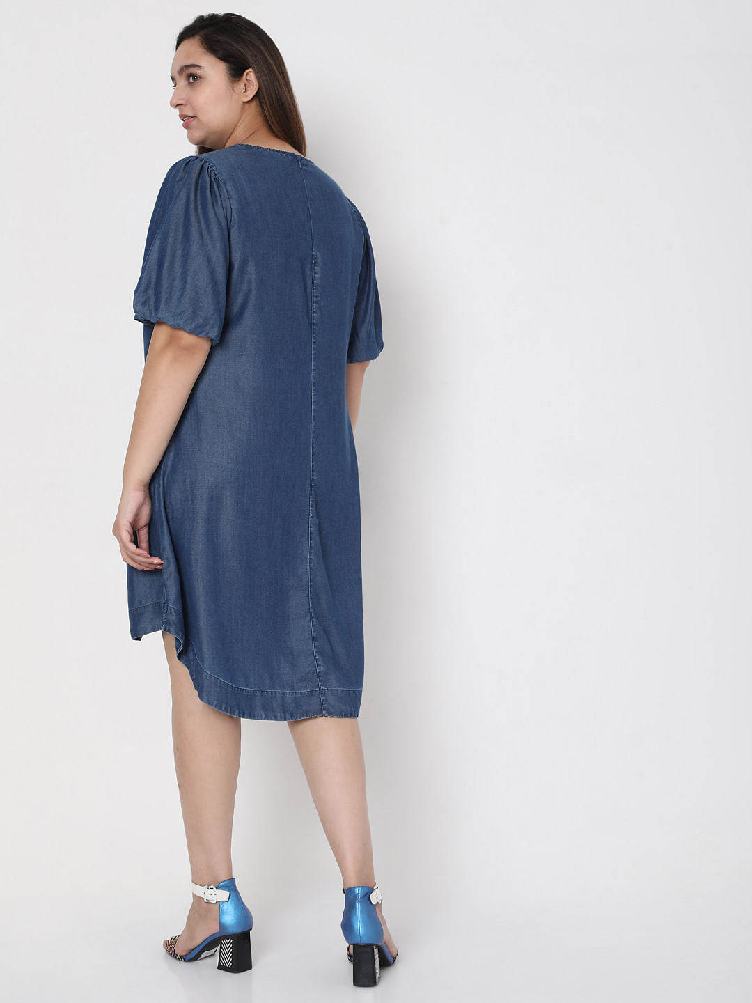 Curve Blue Denim Shift Dress