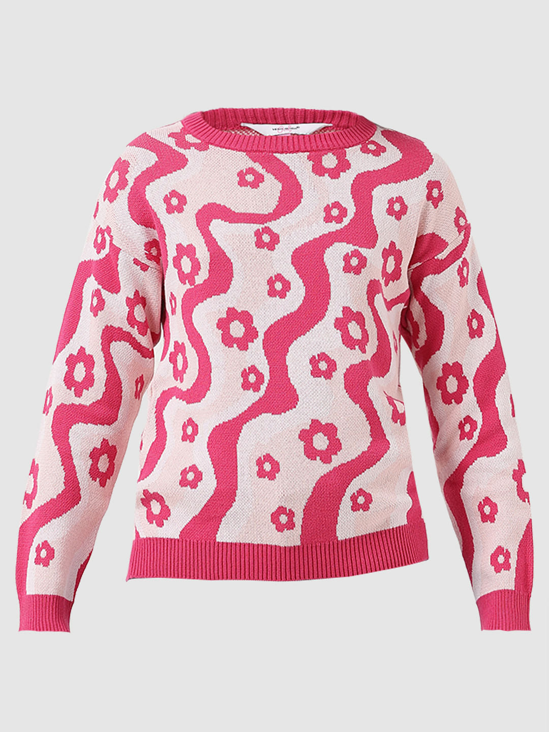 Girl Fuchsia Pink Printed Pullover