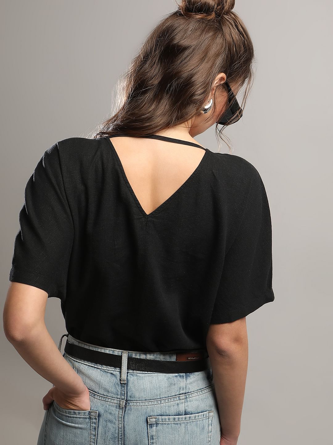 Black V-Neck Top