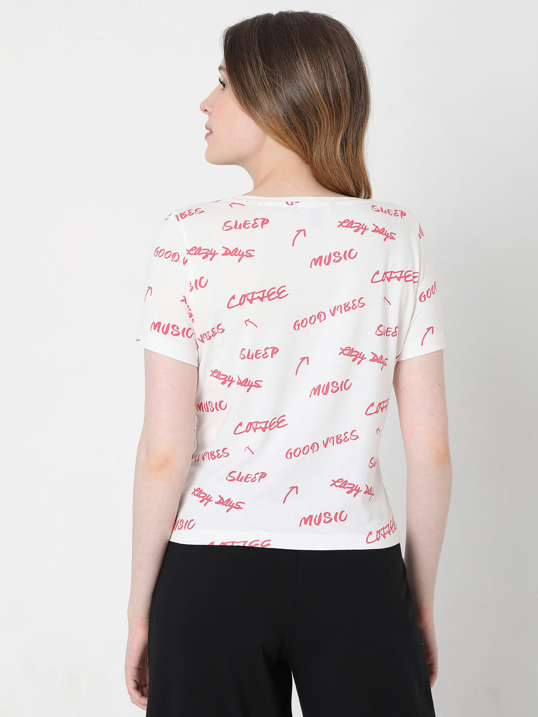 White Slogan Print T-Shirt