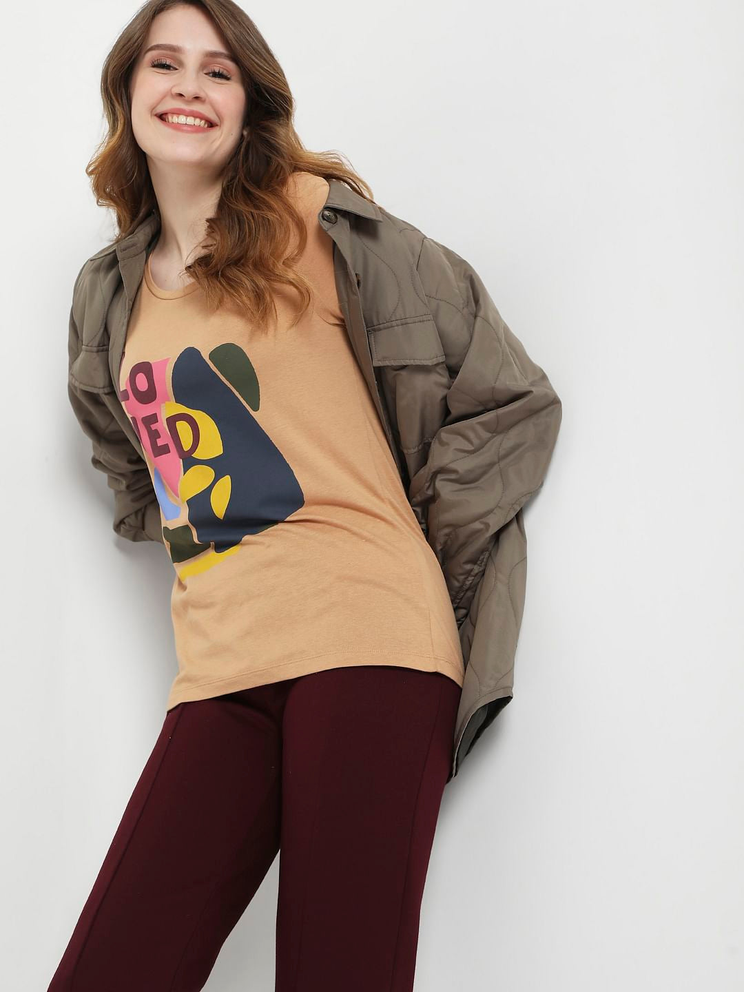 Brown Graphic Print T-Shirt