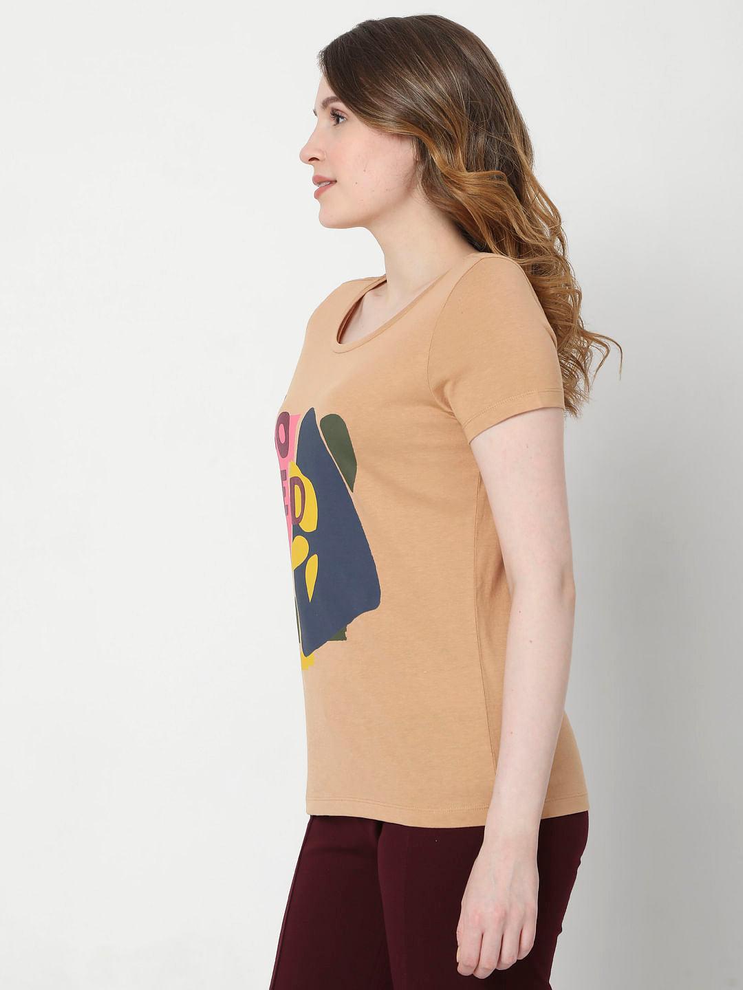Brown Graphic Print T-Shirt