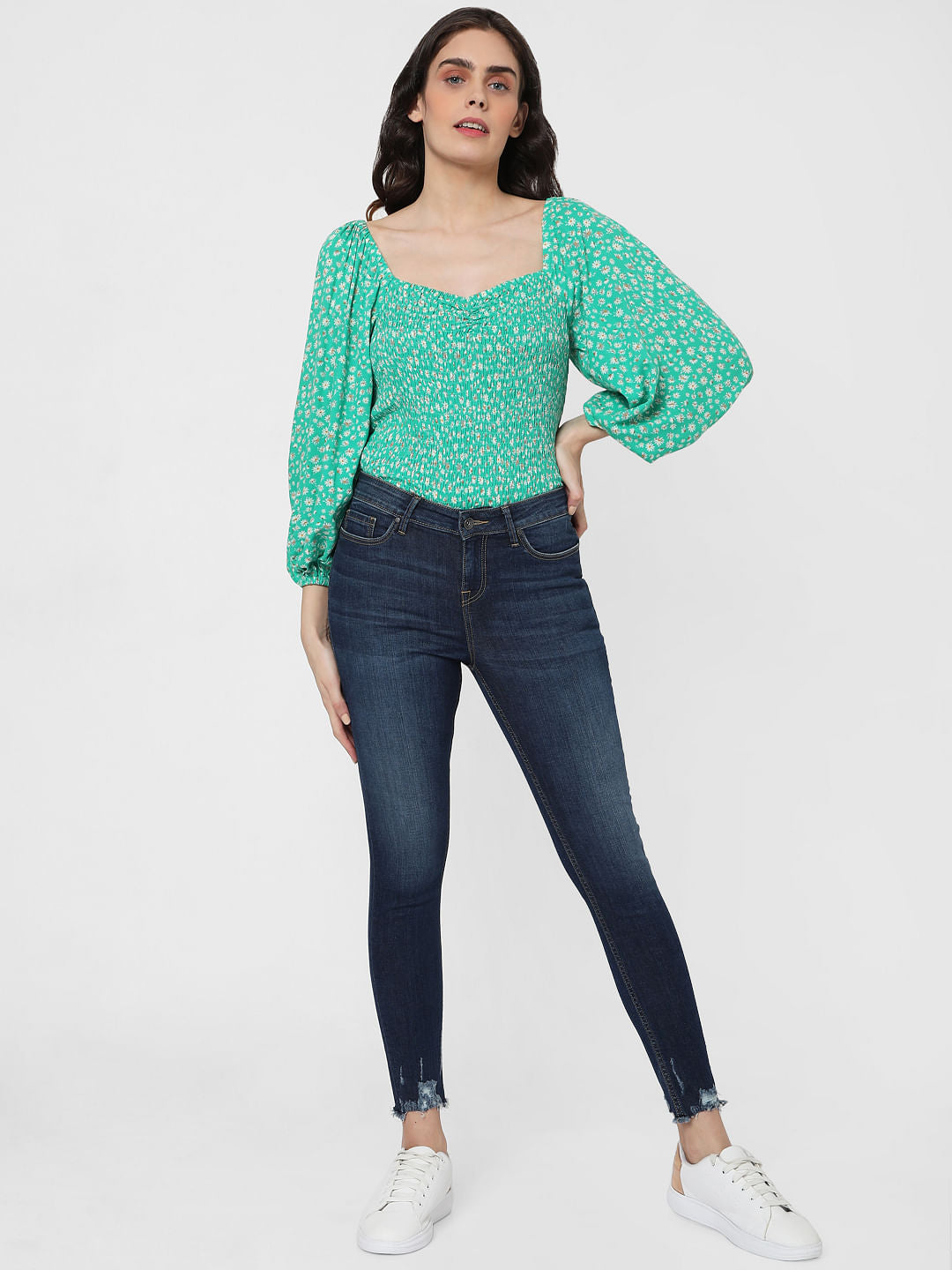 Blue Mid Rise Skinny Jeans