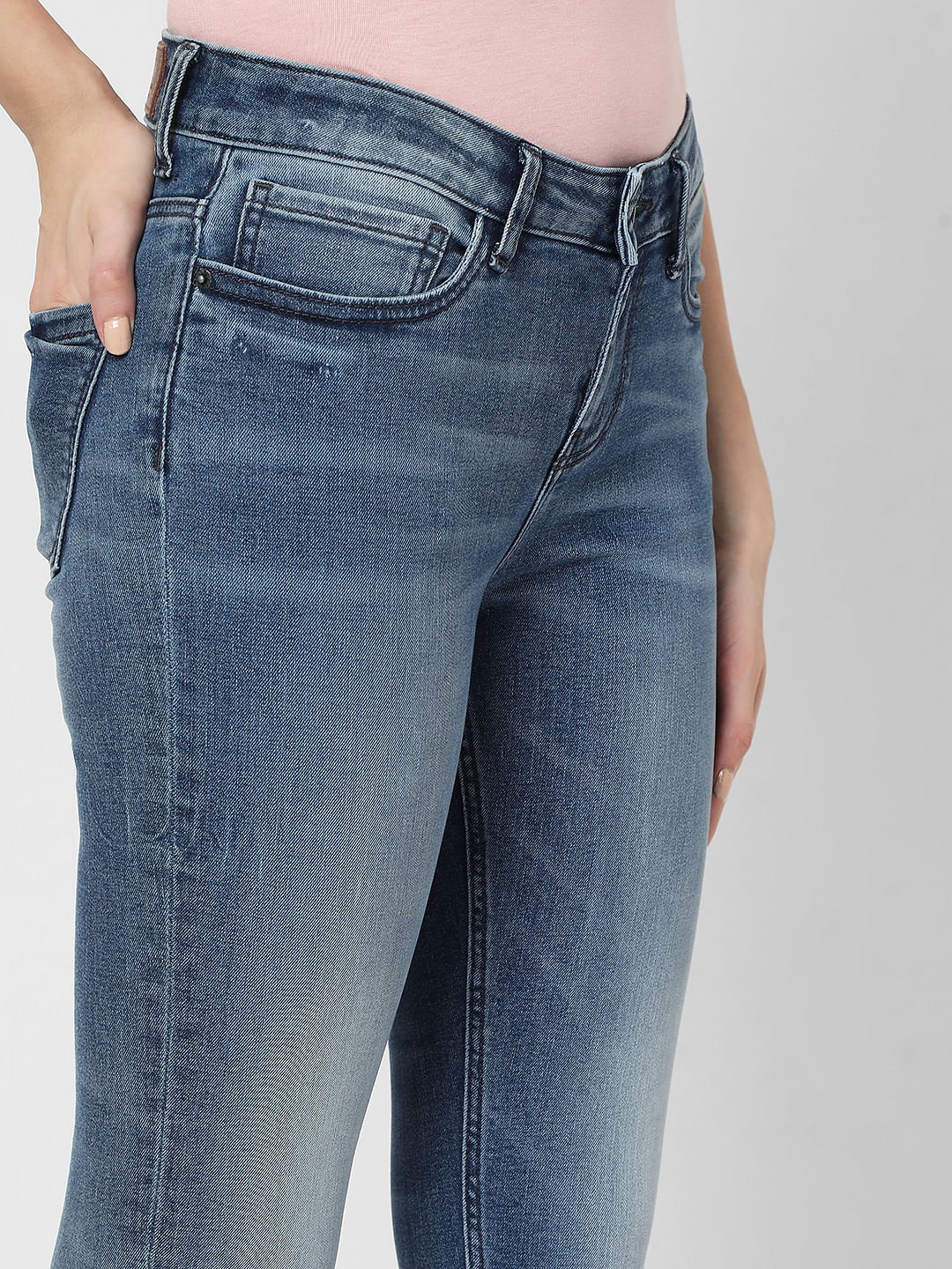 Blue Mid Rise Skinny Jeans