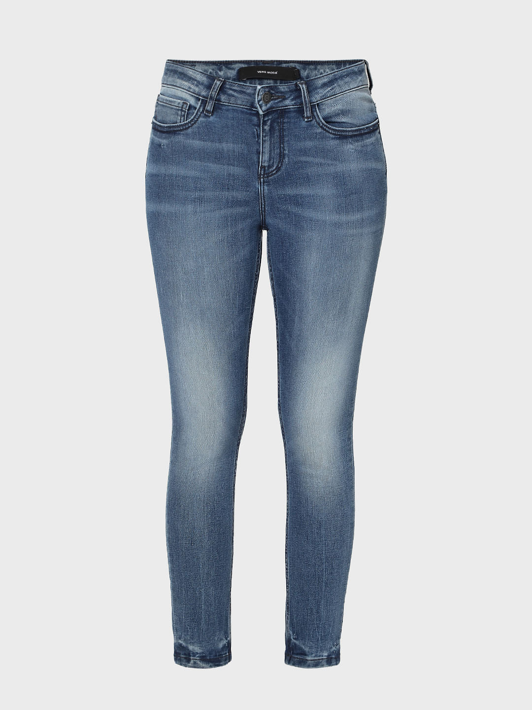 Blue Mid Rise Skinny Jeans