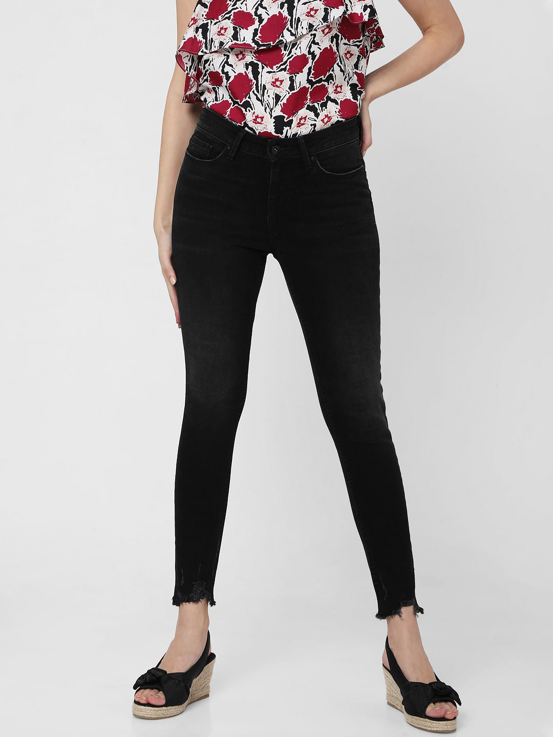 Black Mid Rise Skinny Jeans