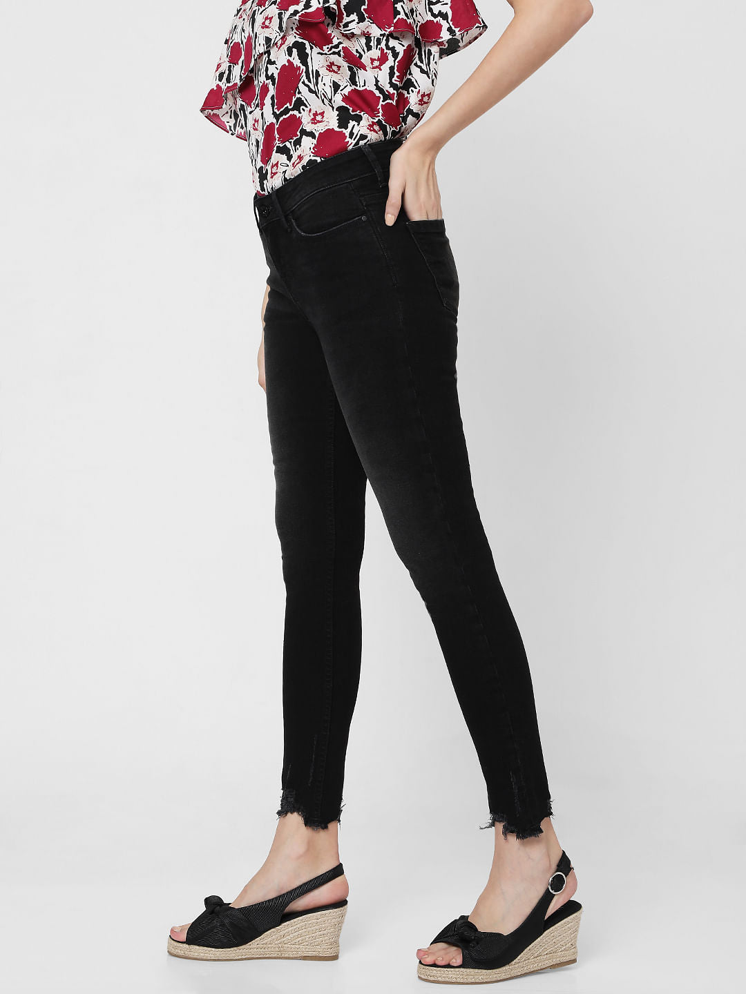 Black Mid Rise Skinny Jeans