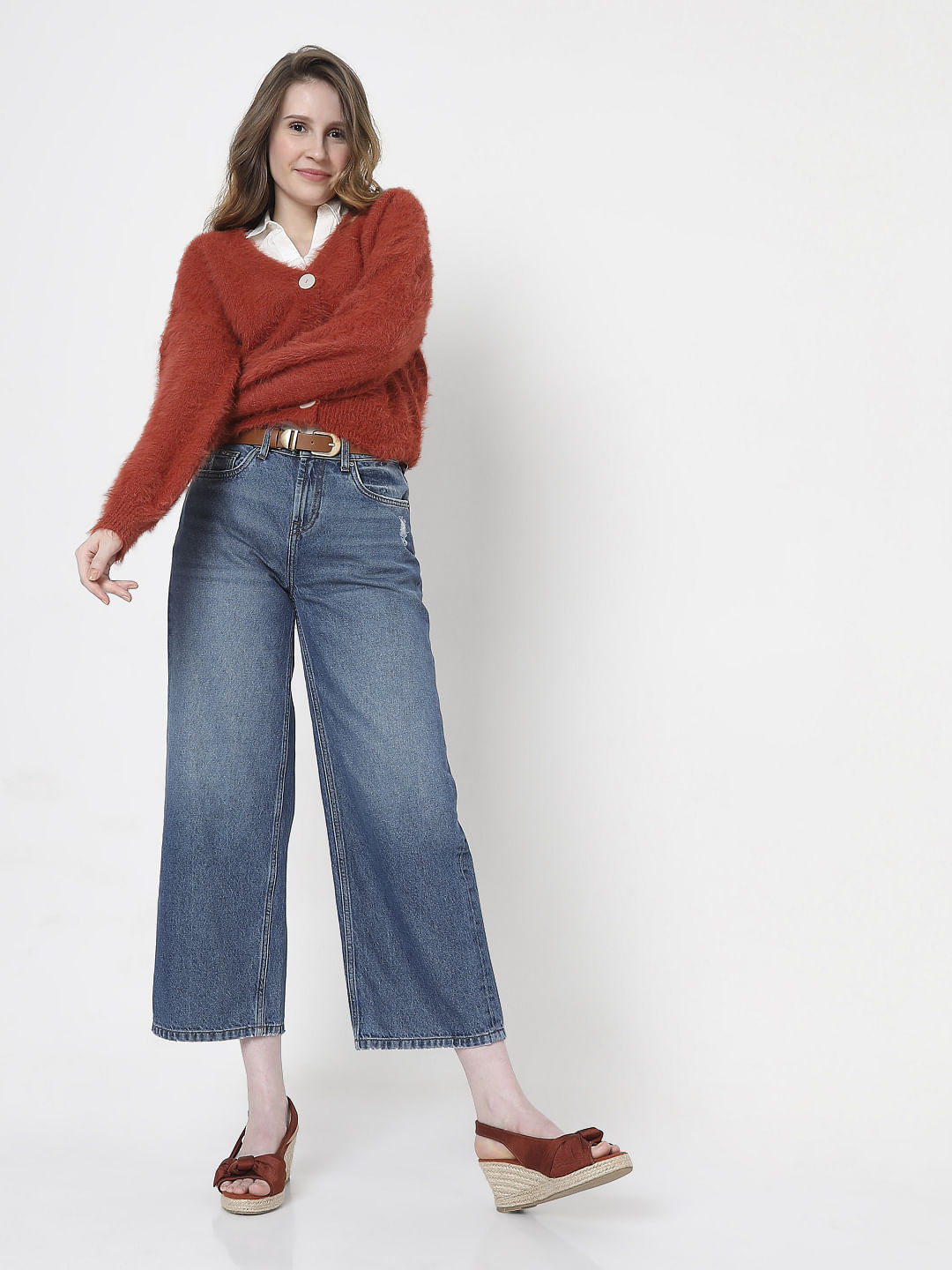 Blue High Rise Flared Jeans