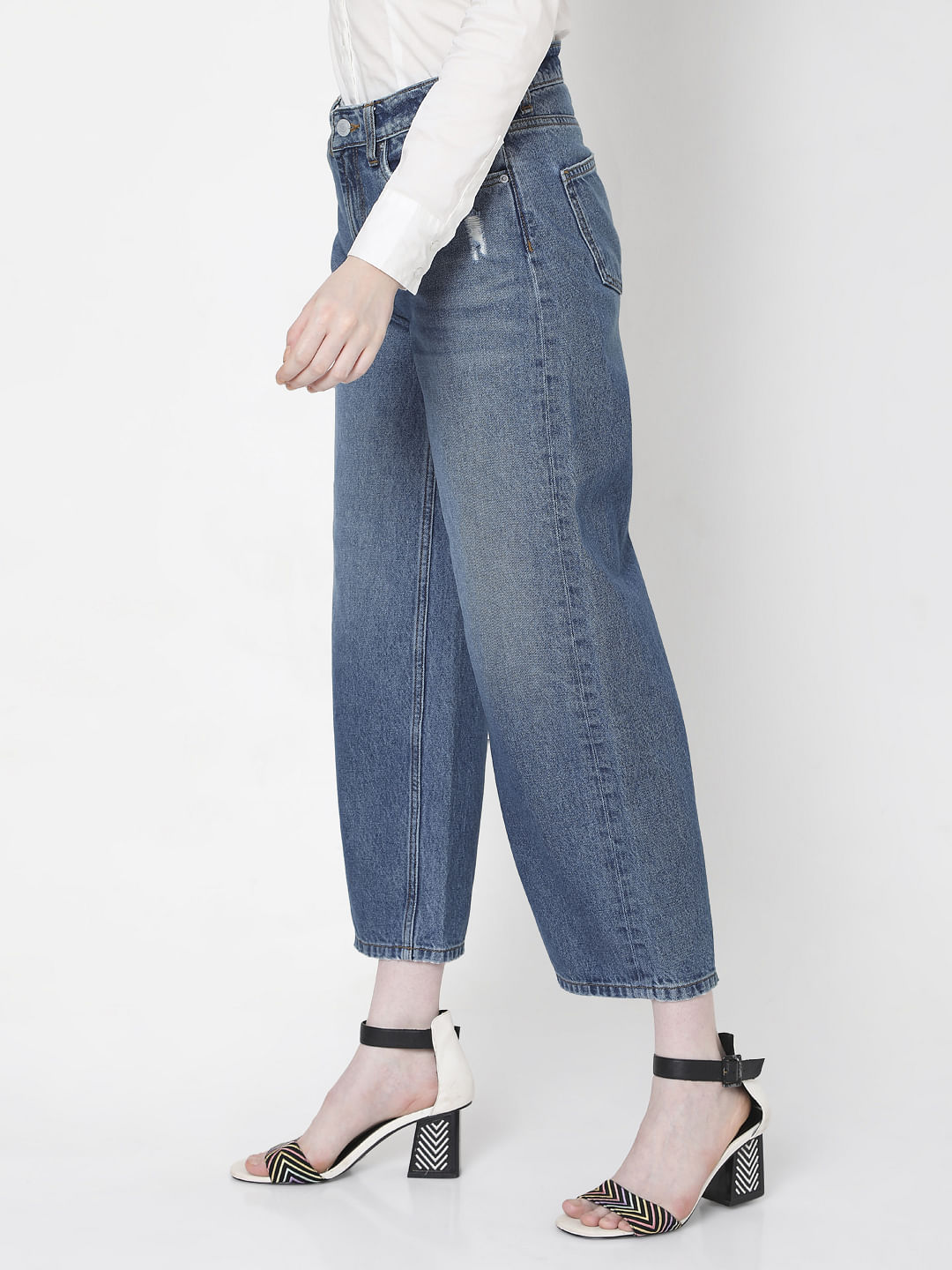 Blue High Rise Flared Jeans