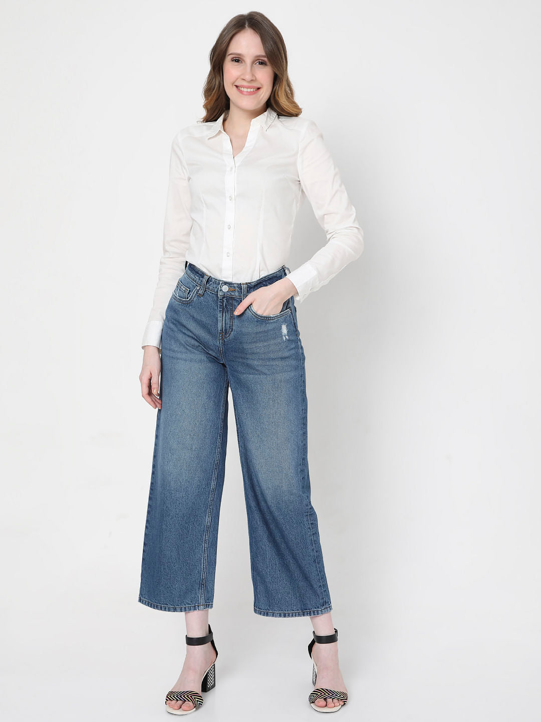 Blue High Rise Flared Jeans